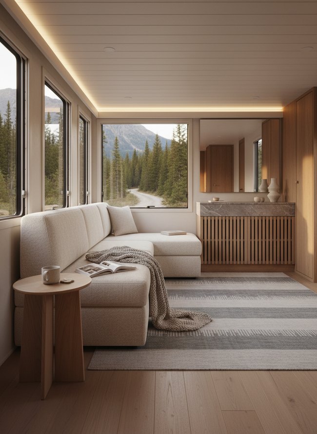 Minimalist Nordic RV Interior