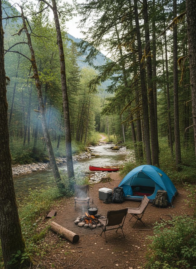 Remote Riverside Wilderness Camp