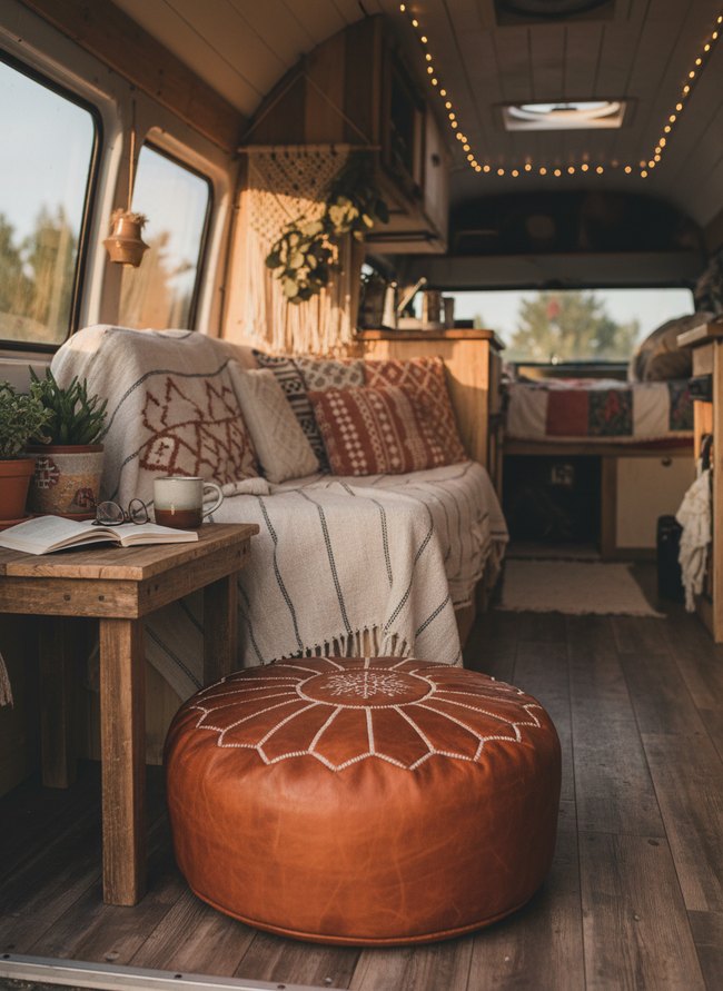 Moroccan Leather Pouf