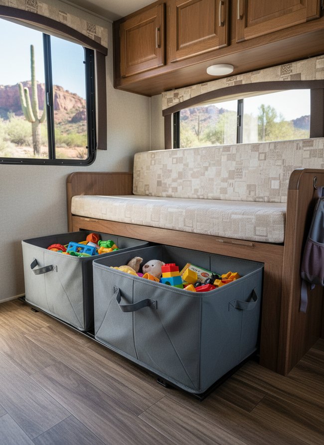 Under-Bench Sliding Bins