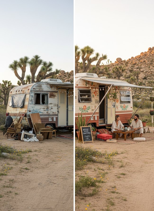 Bohemian Desert Camper Transformation