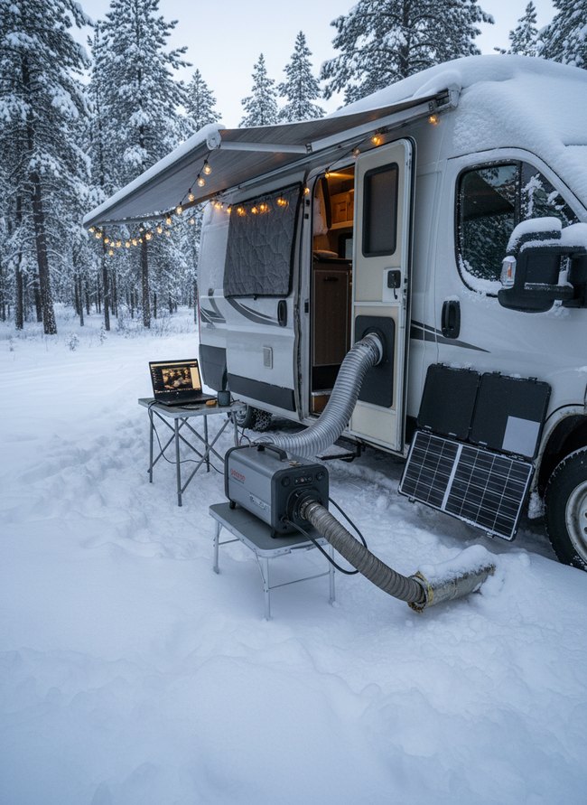 Portable RV Heater Setup