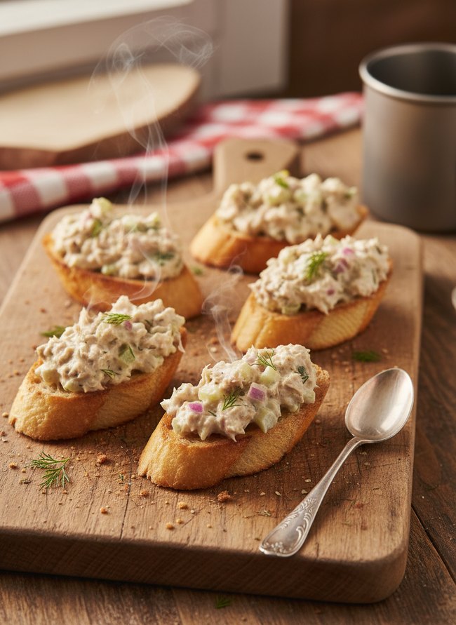 Creamy Tuna Salad Crostini