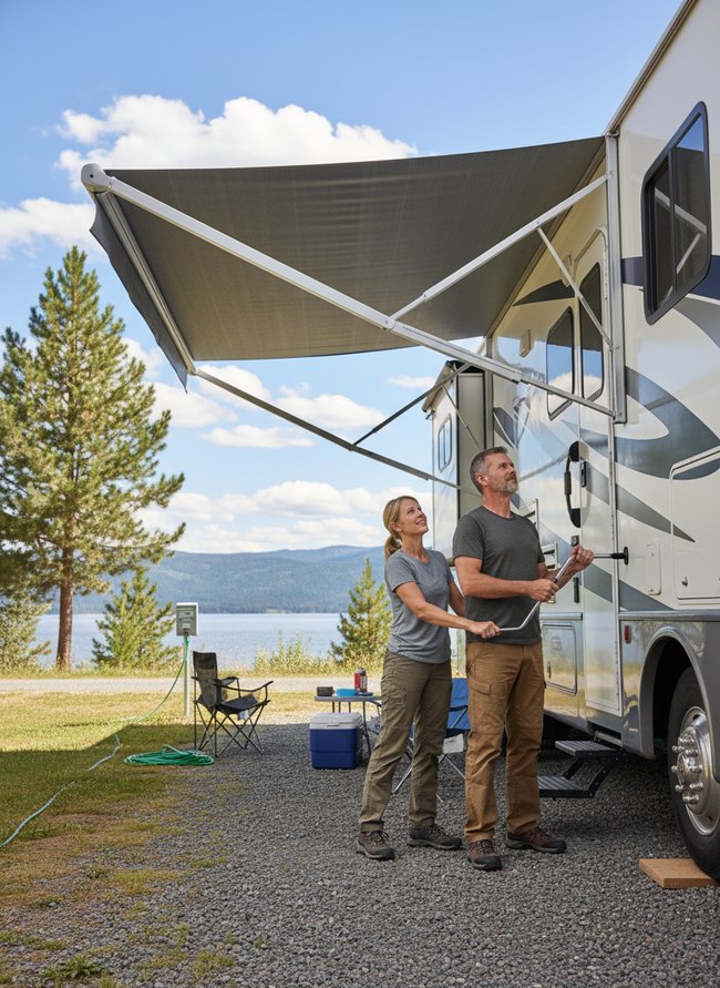 Deploying Awning Shelter