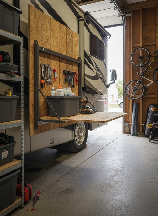 Fold-Down Workbench Shelf