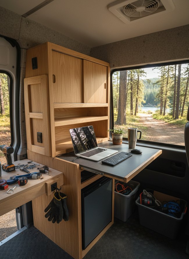 Modular Cabinet Desk Integration