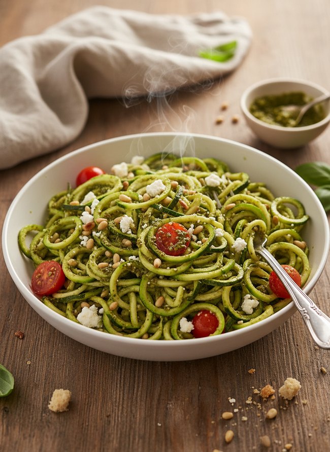 Pesto Zucchini Noodle Toss