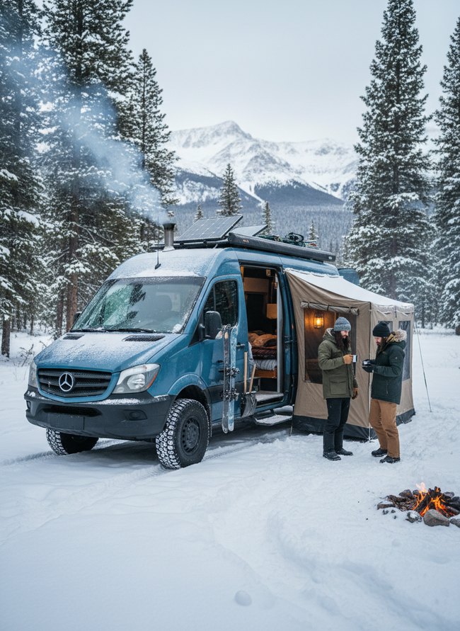 Snowy Retreat Van Setup
