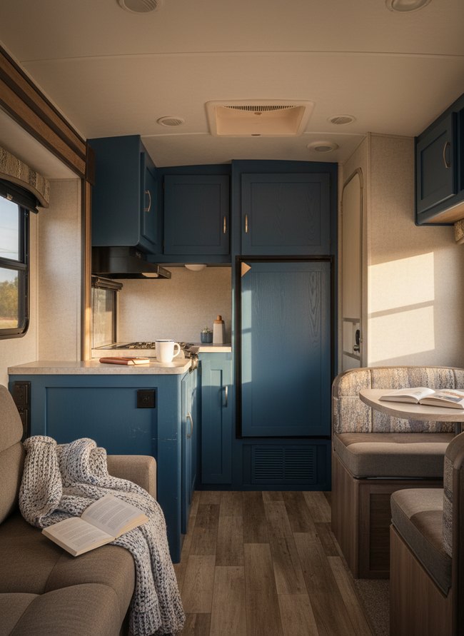 Coastal Blue Painted Cabinets
