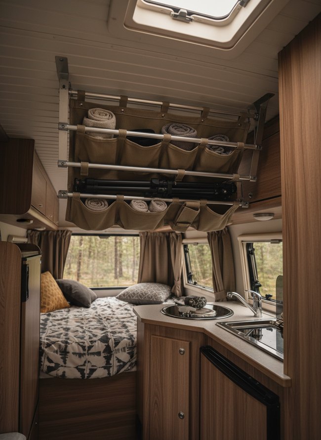 Ceiling-Mounted Rod Organizer