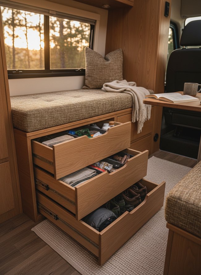 Under-Bench Storage Compartment