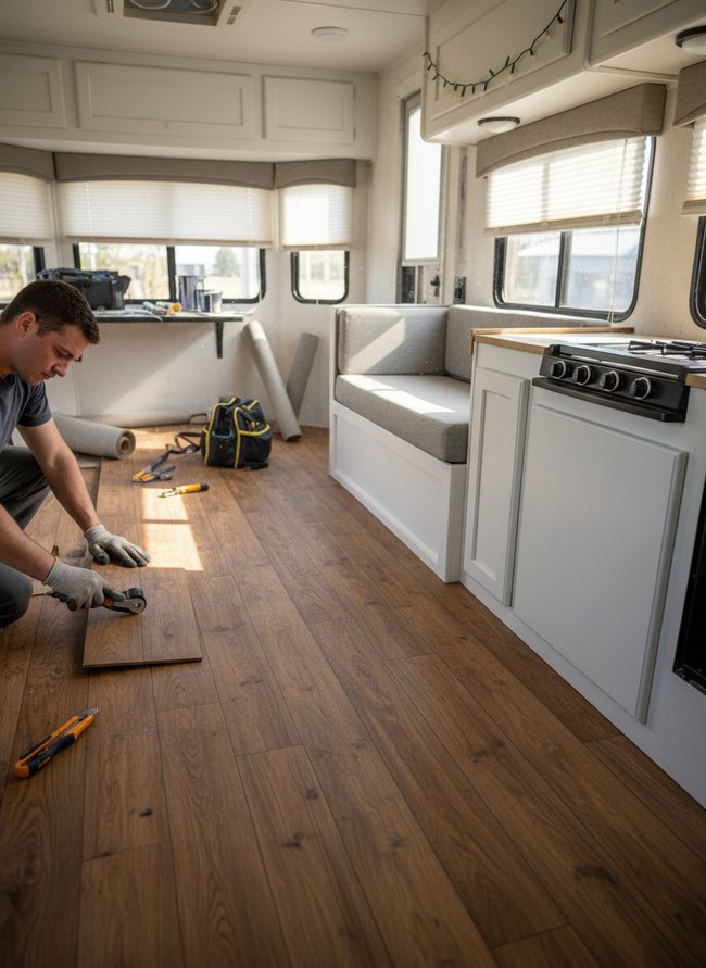 Vinyl Floor Overlay Project