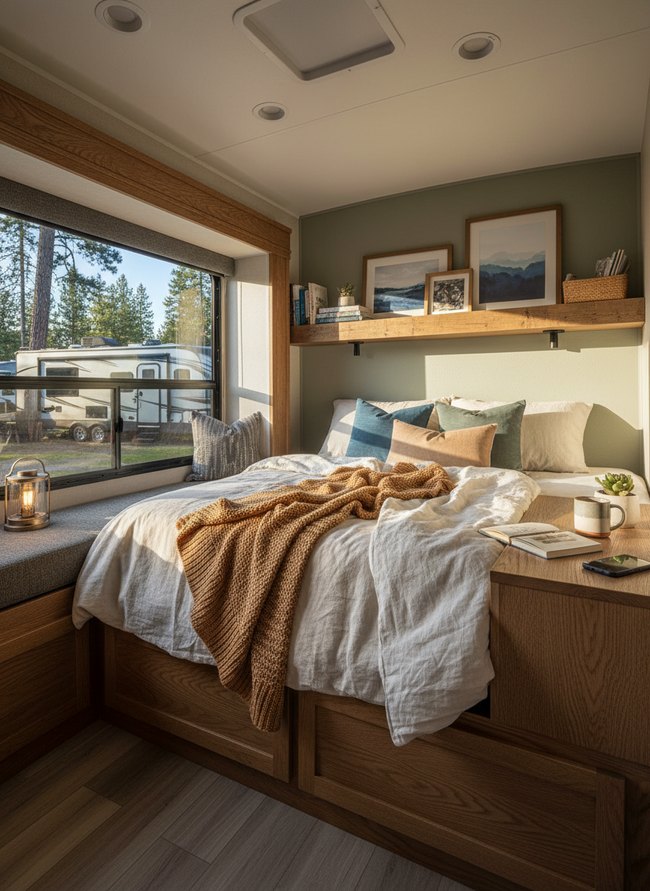 Streamlined RV Bedroom Nook