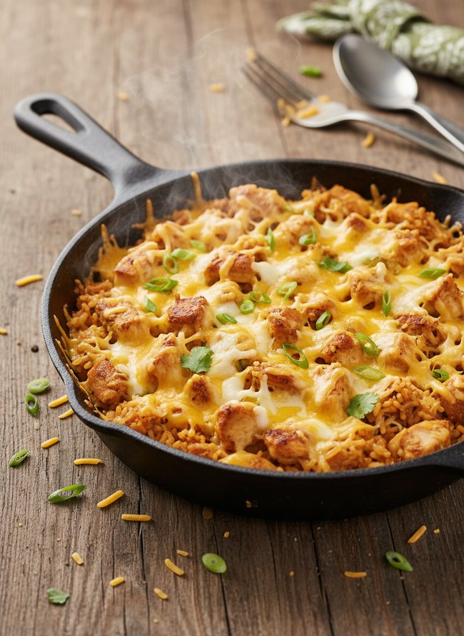 Cheesy Chicken Rice Skillet