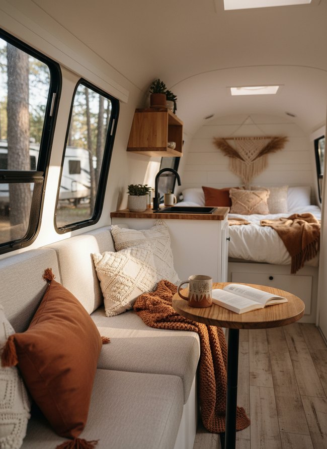 Boho Minimalist Camper Layout