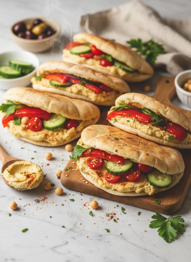 Hummus Veggie Pitas